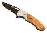 8" Carbon Steel Wood Handle Spring Assisted Knife