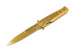 9" Defender Xtreme Spring Assisted Knife with Belt Clip - Gold