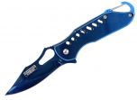 6.5" Defender Xtreme Spring Assisted Refelctive Blue Knife with Keychain Clip