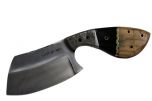 9" Huntdown Full Tang Hunting Knife with Damascus Engraved Handle and Leather Sheath