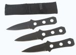 New Set of 3 All Black Throwing Knives with Sheath