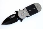 5" (S/A) Black & Gray Color Mini Push Button Knife Metal Handle W/Belt Clip