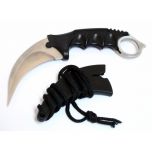 7.5" Black Sharp Blade Skinner Hunting Karambit Knife with Sheath
