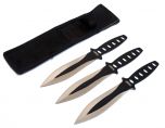 8" Black & Sliver Blade 3 Pc Throwing Knives with Sheath