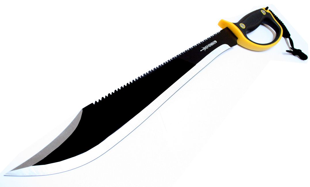 23 5 Black Silver Wholesale Machete With A Black Yellow Handle Sheath