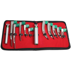 BDeals Set Of 12 Fiber Optic Mac Miller Laryngoscope Blade 2 Handle Intubaton Kit