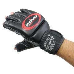 Last Punch PU Leather Fingerless Boxing Fighting MMA Training Gloves Black