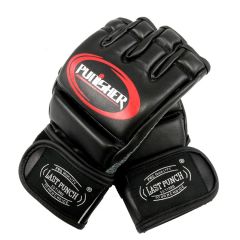 Last Punch PU Leather Fingerless Boxing Fighting MMA Training Gloves Black