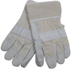 Perrini White Cowhide Leather & Canvas Cuff Safety Protective Gloves Work Repair