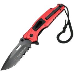 Defender Red & Black 8" Spring Assisted Folding Knife 3CR13 Stainless Steel