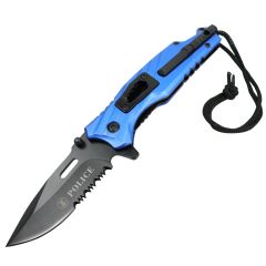 Defender Tactical Blue & Black 8" Spring Assisted Folding Knife Stainless Steel