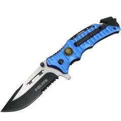 Defender Tactical 8" Spring Assisted Folding Knife 3CR13 Stainless Steel Blue
