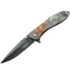 Defender-Xtreme Orange Dragon 7" Spring Assisted Folding Knife Stainless Steel