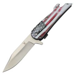 TheBoneEdge 8" USA Boot Handle Folding Knife Spring Assisted Staineless Steel