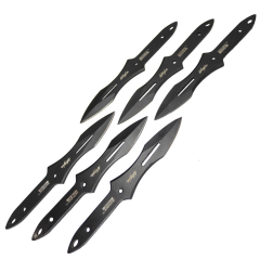 Defender-Xtreme 6 Pc Set Ninja Throwing Knives Black Stainless Steel with Pouch 