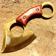 Defender-Xtreme 6.5" Gold Hunting Mini Axe 3CR13 Stainless Steel Wood Handle