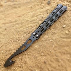 Defender 8.75" Black Butterfly Knife Folding Practice Trainer Training Tools