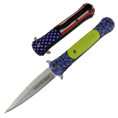 8.5" Spring Assisted Folding Knife Rescue Stainless Steel Unique Art Handle Yellow