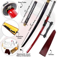 Defender-Xtreme 41" Samurai Katana Sword Collectible Handmade Forged Steel Red