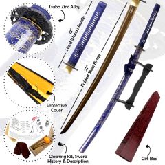 Defender-Xtreme 41" Samurai Katana Sword Collectible Handmade Swords Blue & Gold
