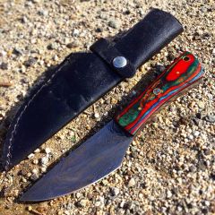 TheBoneEdge 7.5" Hunting Knife Damascus Steel Wood Handle Hand Made Knives New