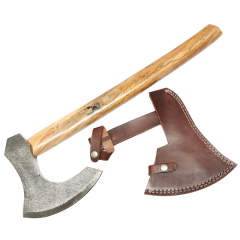 TheBoneEdge 19" Custom Handmade Forged Blade Throwing Axe Hatchet Wood Handle