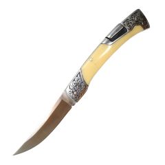 8.5" Yellow Resin Handle Engraved Design Folding Knife 3CR13 Stainless Steel