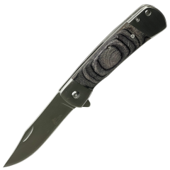 TheBoneEdge 8" Black Wood Handle Steel Bolster Spring Assisted Folding Knife