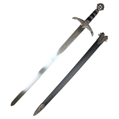 33.5" Golden Cross Medieval Fantasy Collectible Sword With Black Plastic Sheath