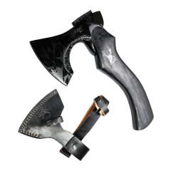TheBoneEdge 11" Black Coated Steel Blade Throwing Axe Black Wood Handle With Sheath