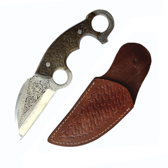 TheBoneEdge 9.5" Custom Hand Made Engraved Blade & Handle Hunting knife With Sheath