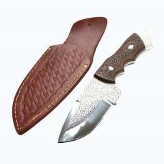 TheBoneEdge 9.5" Full Tang Custom Hand Made J2 Steel Engraved Blade & Handle Hunting knife With Sheath