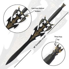 38" Medieval Sword Sharp with Black Sheath