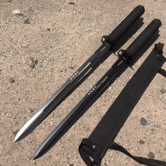 24" 2pc Sharp Ninja Black Sword with Sheath
