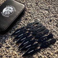 Set Of 6 Black 7" Throwing Knives With Carrying Case