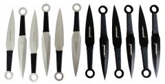 12pc Black & Silver Throwing Knives Set 