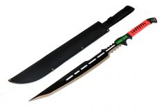 28" Full Tang Zombie Killer Hunting Sword With Red Handle & Sheath