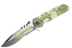 8.5" Hunt-Down Camouflage Folding Spring Assisted Knife with Belt Clip