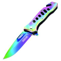 6.5" Defender Xtreme Multi Color Folding Spring Assisted Knife 