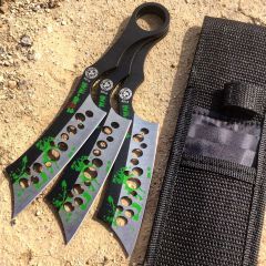 Set of 3 Zombie-War Throwing Knives with Sheath