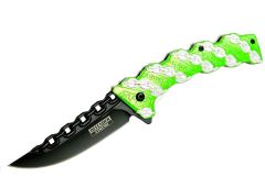 8" Defender Xtreme Green Chain Spring Assisted Knife 