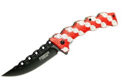 8" Defender Xtreme Red Chain Spring Assisted Knife 