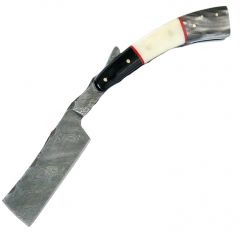 10" Damascus Steel Sharp Razor Blade Buffalo Horn Handle Hand Made