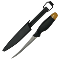 Defender 11.5" Comfort Yellow Cap Fish Fillet Knife Black w/ Yellow Accent Handle