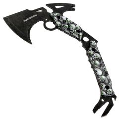 Hunt-Down 13" Hunting Survival Axe With Sheath - Skulls Pattern Handle