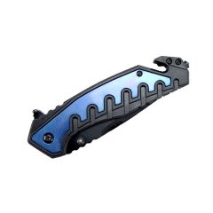 Defender-Xtreme 9" Blue and Black Spring Assisted Folding Knife with Belt Clip