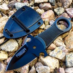 Defender-Xtreme 5" Full Tang Tactical Survival Neck Knife with Sheath Black Handle