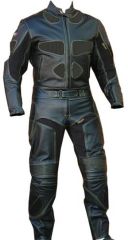 2pc Motorcycle Riding Racing Leather Track Suit w/ Padding & Armor New Black 