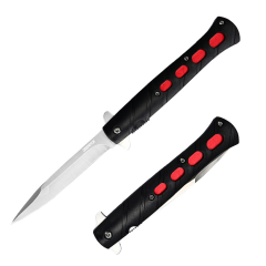 9"" Red & Black Color Plastic Handle 3CR13 Steel Spring Assisted Folding Knife