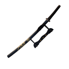 40" Black Katana & Gold Dragon Japanese Samurai Sword with Display Stand